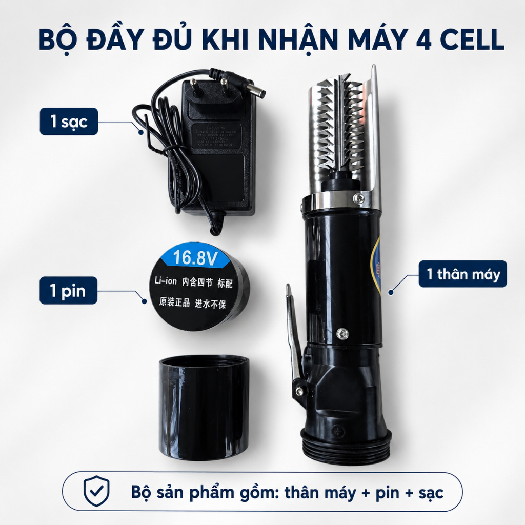 Máy Đánh Vảy Cá Dùng Pin OTTA 4 Cell 16.8V Motor 785 Đánh Tay Trái Phải Chống Nước IP6 Lưỡi Tù Không
