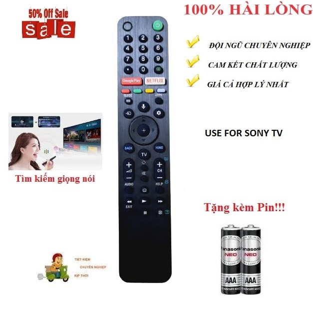 Remote Điều khiển thay thế tương thích cho tivi Sony giọng nói RMF-TX500P- Hàng mới BH 6 tháng Tặng kèm Pin
