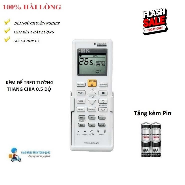 Remote Điều khiển điều hòa Pa_na_so_nic nanoe technology chức năng i-AutoX Econavi-  TẶNG ĐẾ TREO + PIN