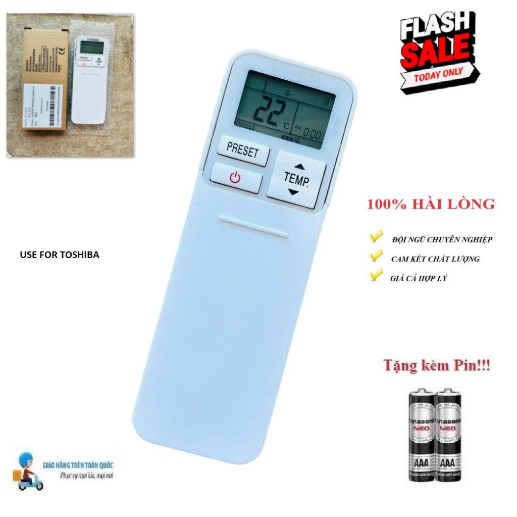 Điều khiển thay thế tương thích cho điều hòa Toshiba To Dài NẮP TRƯỢT 2 CHIỀU- HÀNG  mới FULLBOX Tặng kèm Pin