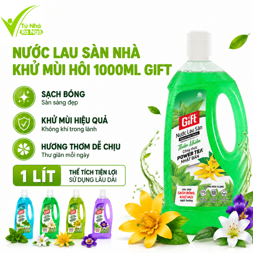 Nước Lau Sàn Gift 1000ml Hương Thiên Nhiên, Làm Sạch Bụi Bẩn, Hỗ Trợ Khử Mùi Hôi, Lưu Hương Thơm Dễ 