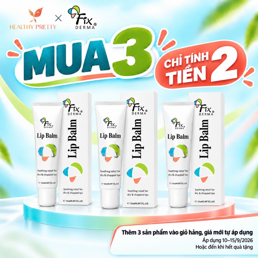 [FIXDERMA] Son Dưỡng Môi Mềm Mượt, Chống Khô Và Nứt Nẻ Môi - Lip Balm 15ml