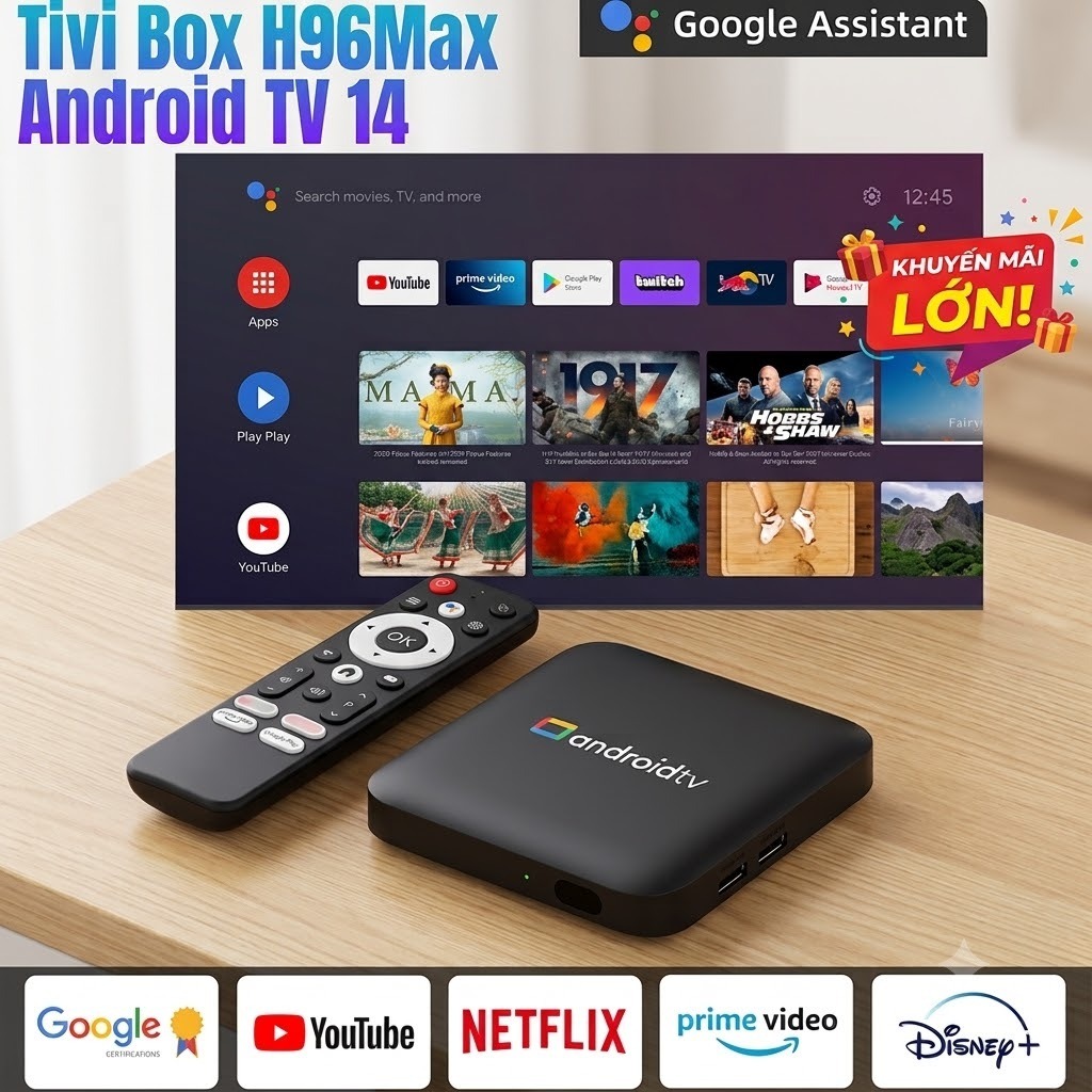 Tivi Box H96 Max - Android TV 14 - Biến Tivi Thường Thành Tivi Thông Minh - Hỗ Trợ Google Assistant 