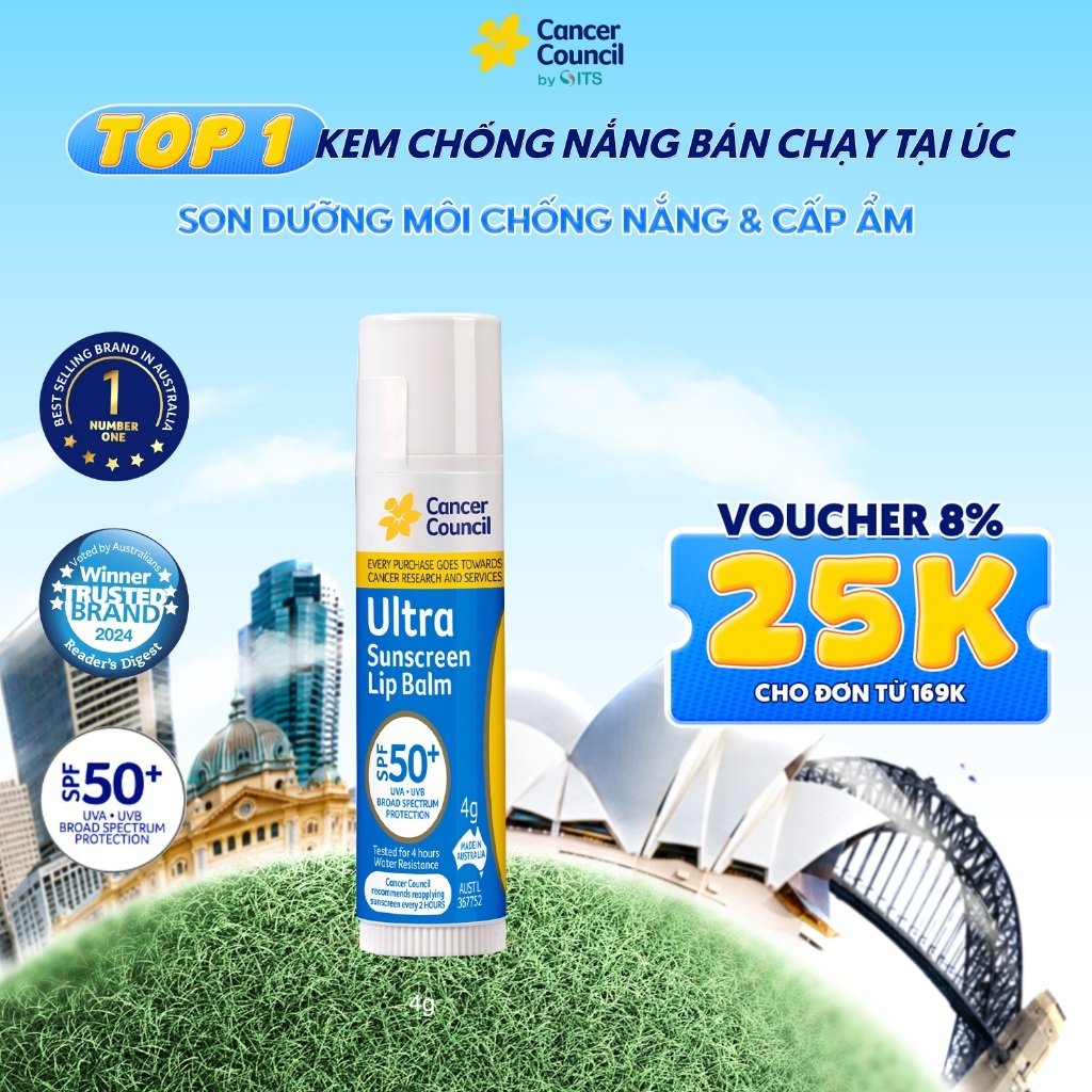 Son dưỡng môi chống nắng Cancer Council SPF50+ 4g CA0001