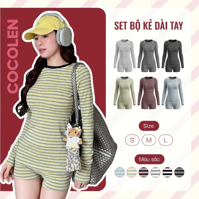 [MỞ BÁN] Set Bộ Dài Tay Nữ Cotton Rib Kẻ Đôi Co Giãn 4 Chiều, Set Đồ Nữ Thời Trang Thu Đông, Form Thoải Mái, Mặc Đi Chơi