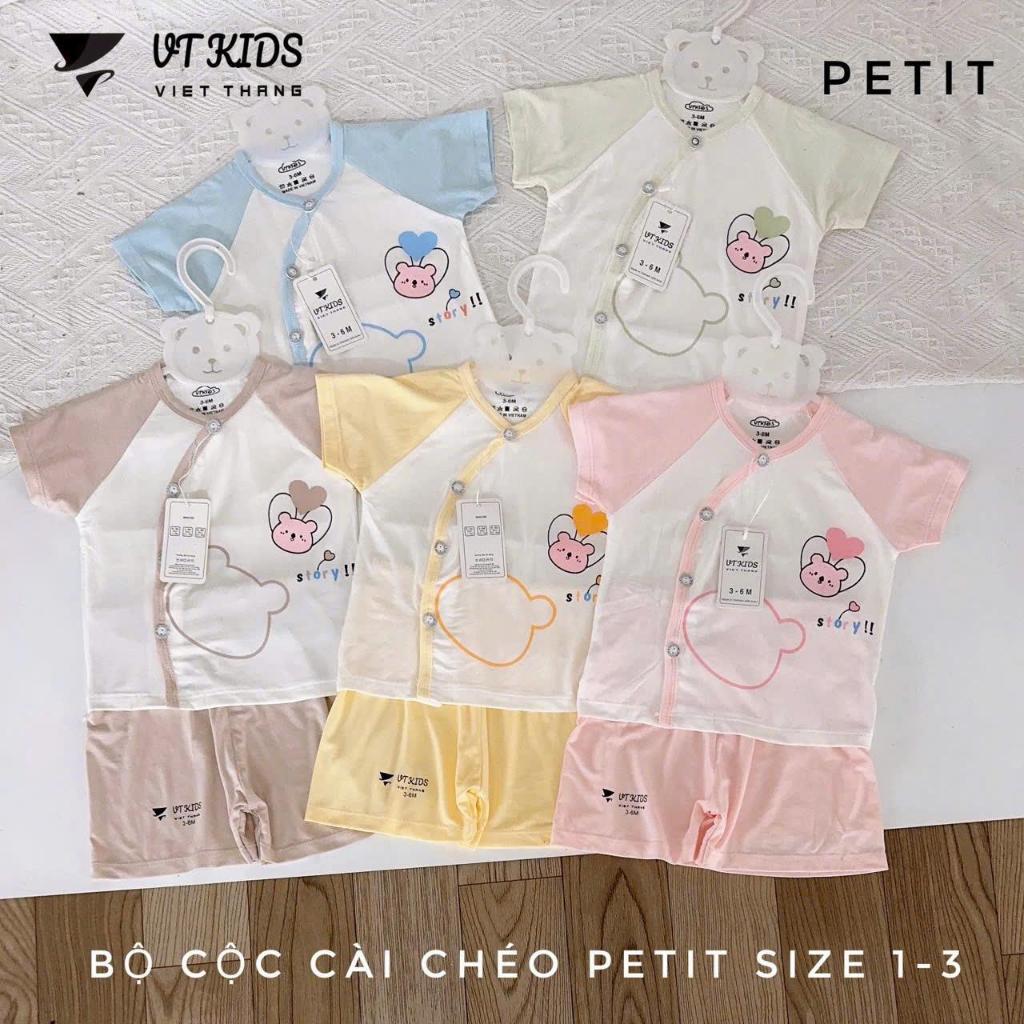 Bộ Cộc Tay Cài Chéo Cho Bé VT Kids - Quần Áo Sơ Sinh Vải Petit Mềm Mát (3-9kg) [VT37]