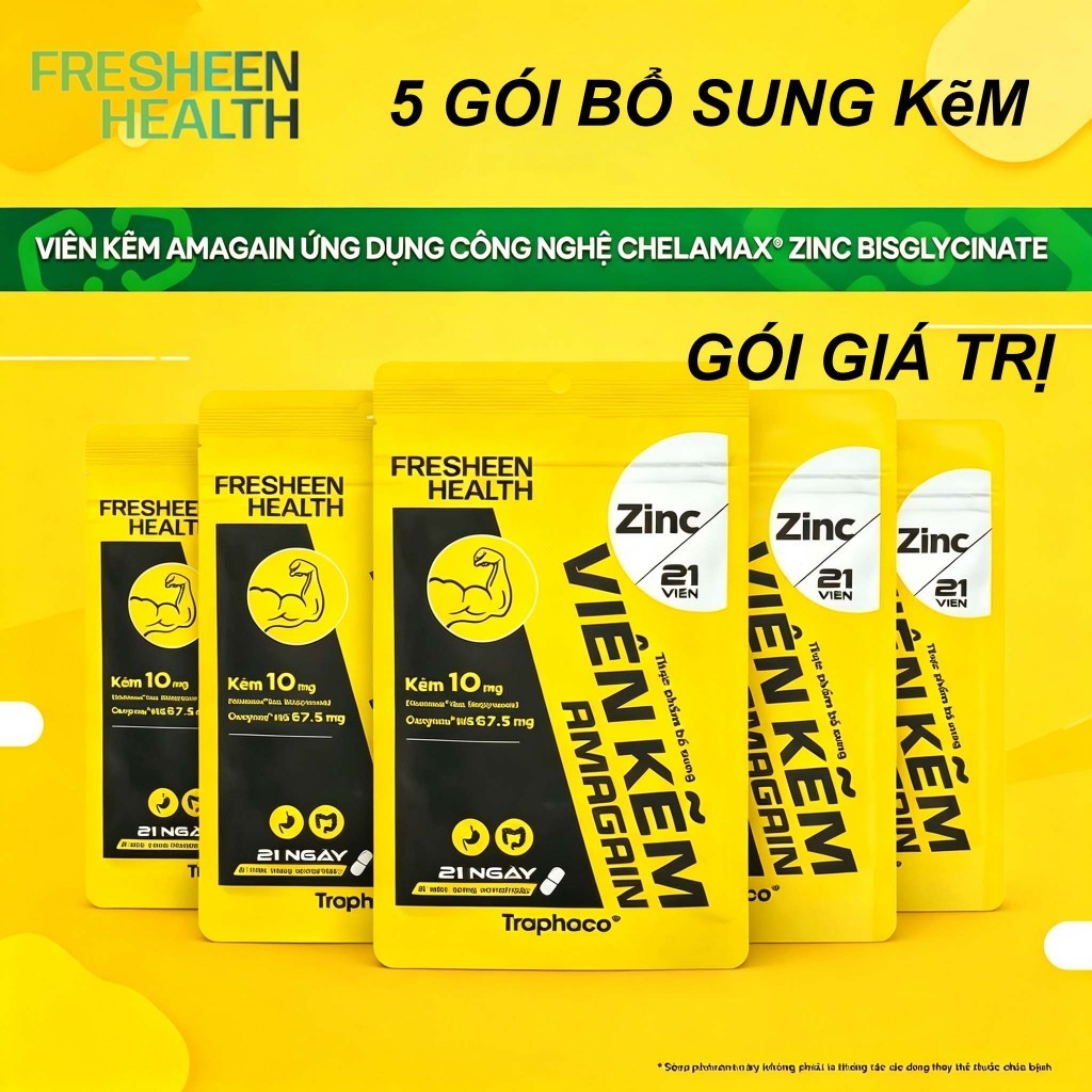 Viên kẽm AMAGAIN sử dụng công nghệ Kẽm Chelamax® Bisglycinate nhập từ Mỹ - Hấp…