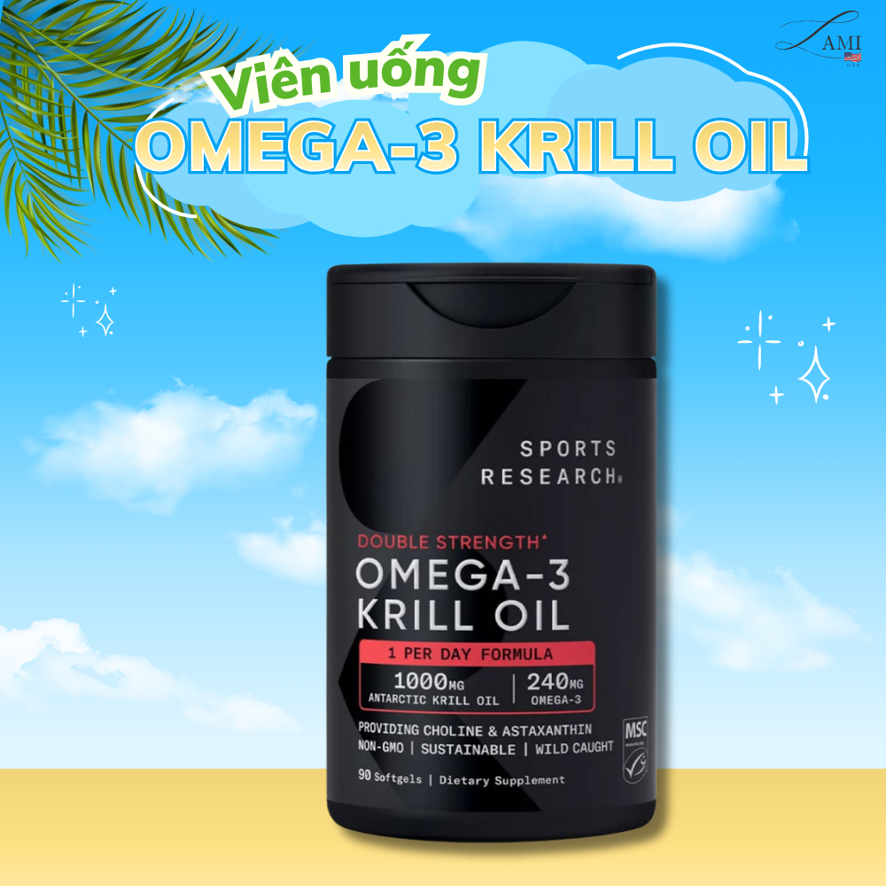 (USA) SPORT RESEARCH OMEGA-3 KRILL OIL 90 viên