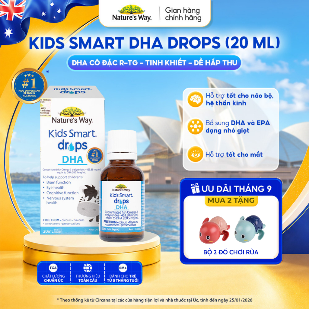 DHA Drops Nature's Way Kids Smart Bổ Sung DHA, EPA, Omega 3 RTG Cô Đặc, Hỗ Trợ Tốt Cho Não Và Mắt Ch