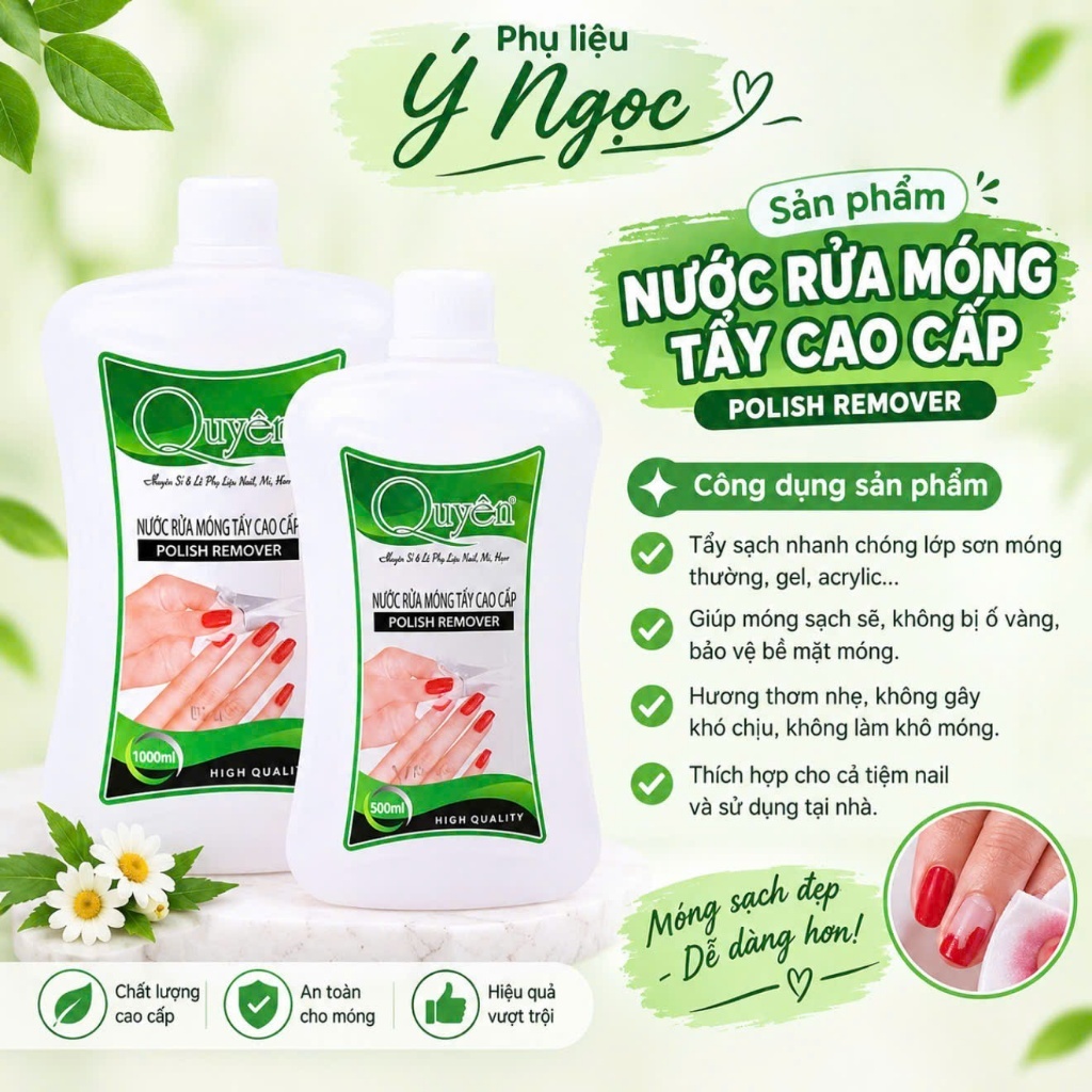Nước rửa móng tay aceton Quyên chính hãng - Nước rửa axeton loại tốt tẩy mạnh, sạch nhanh, mùi dễ ch