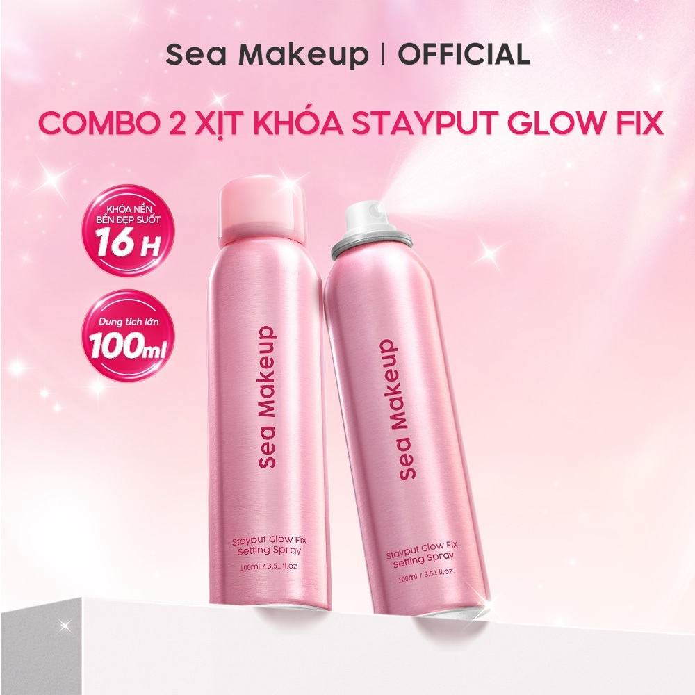 Combo 2 Xịt khoá nền Sea Makeup Glow Fix Setting Spray 100ml+100ml [1]