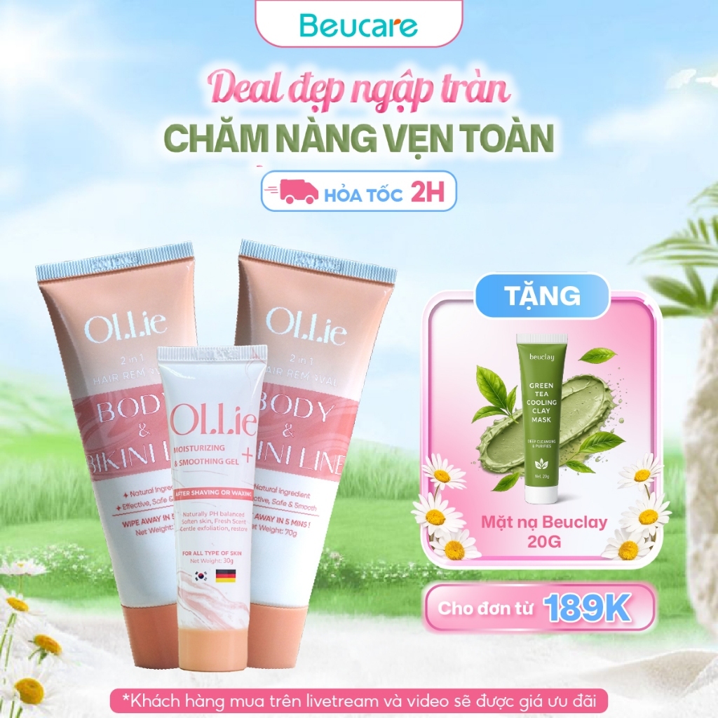 Combo 2 kem tẩy lông Ollie + 1 kem dưỡng da làm chậm quá trình mọc lông Ollie