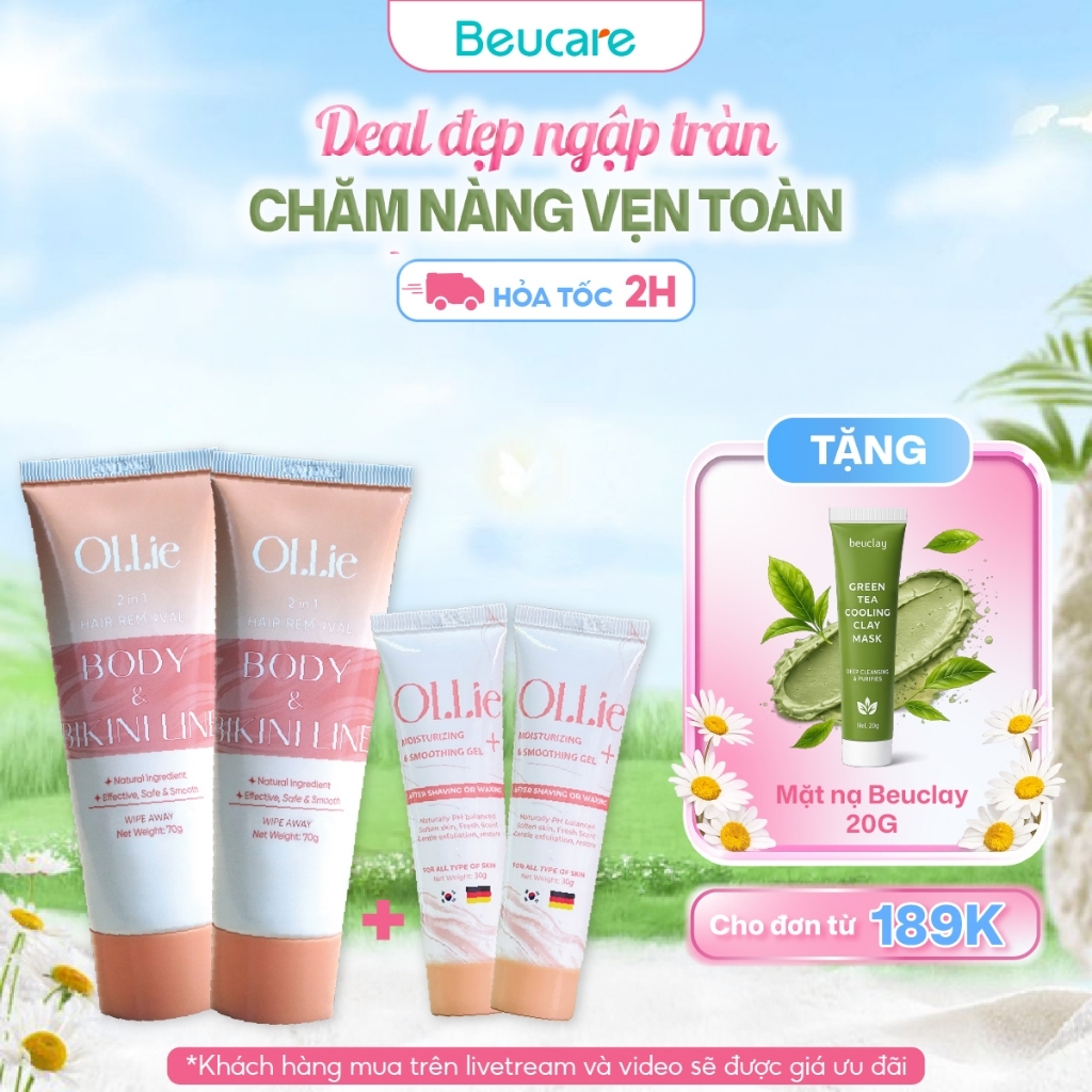 Combo 2 kem tẩy lông Ollie+ 2 kem dưỡng da dịu nhẹ làm chậm quá trình mọc lông Ollie