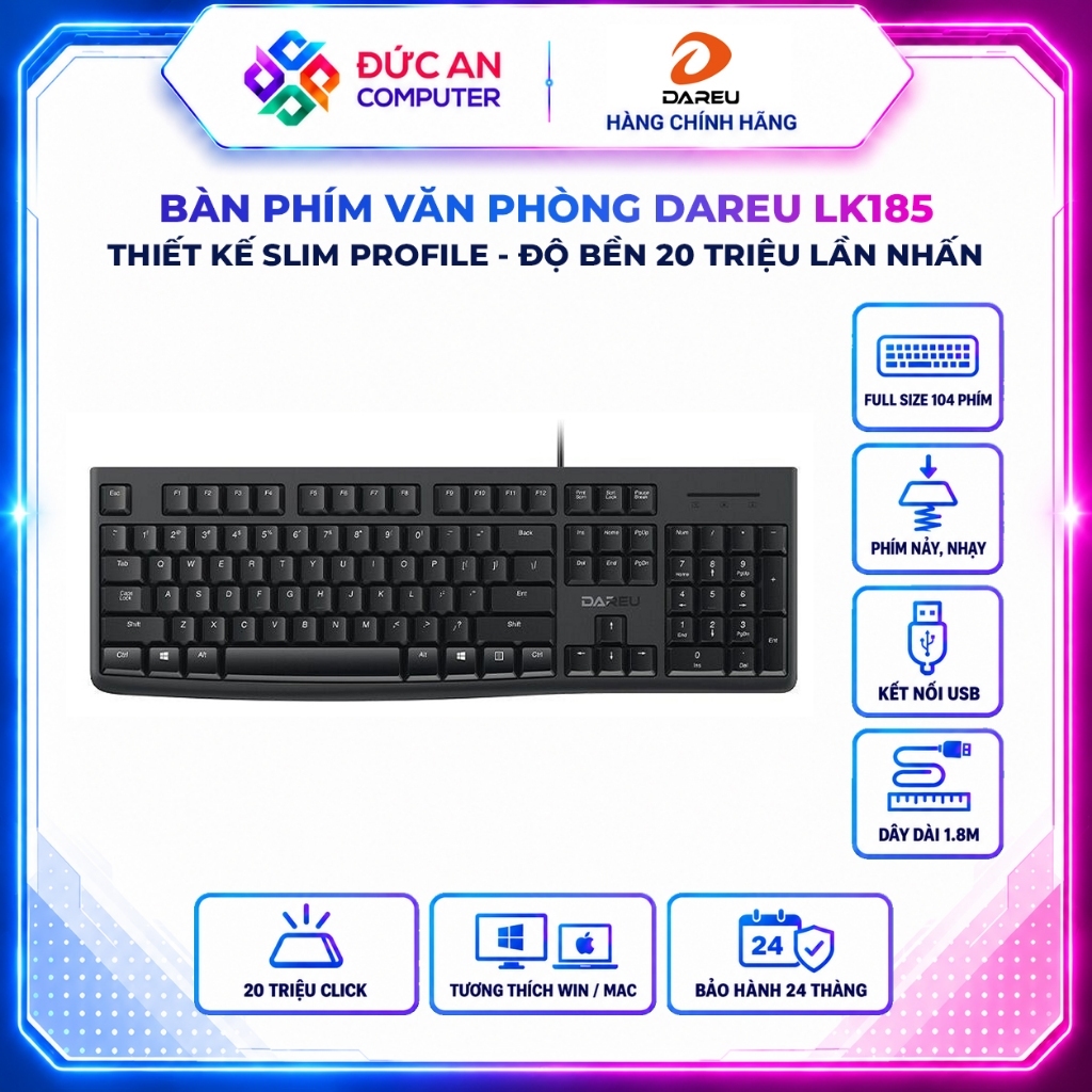 Bàn Phím DareU LK185 - Black