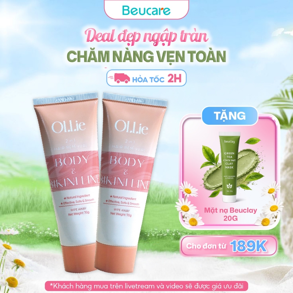 Combo Kem tẩy lông OLLIE , tẩy lông vùng kín, nách, tay, chân 70g