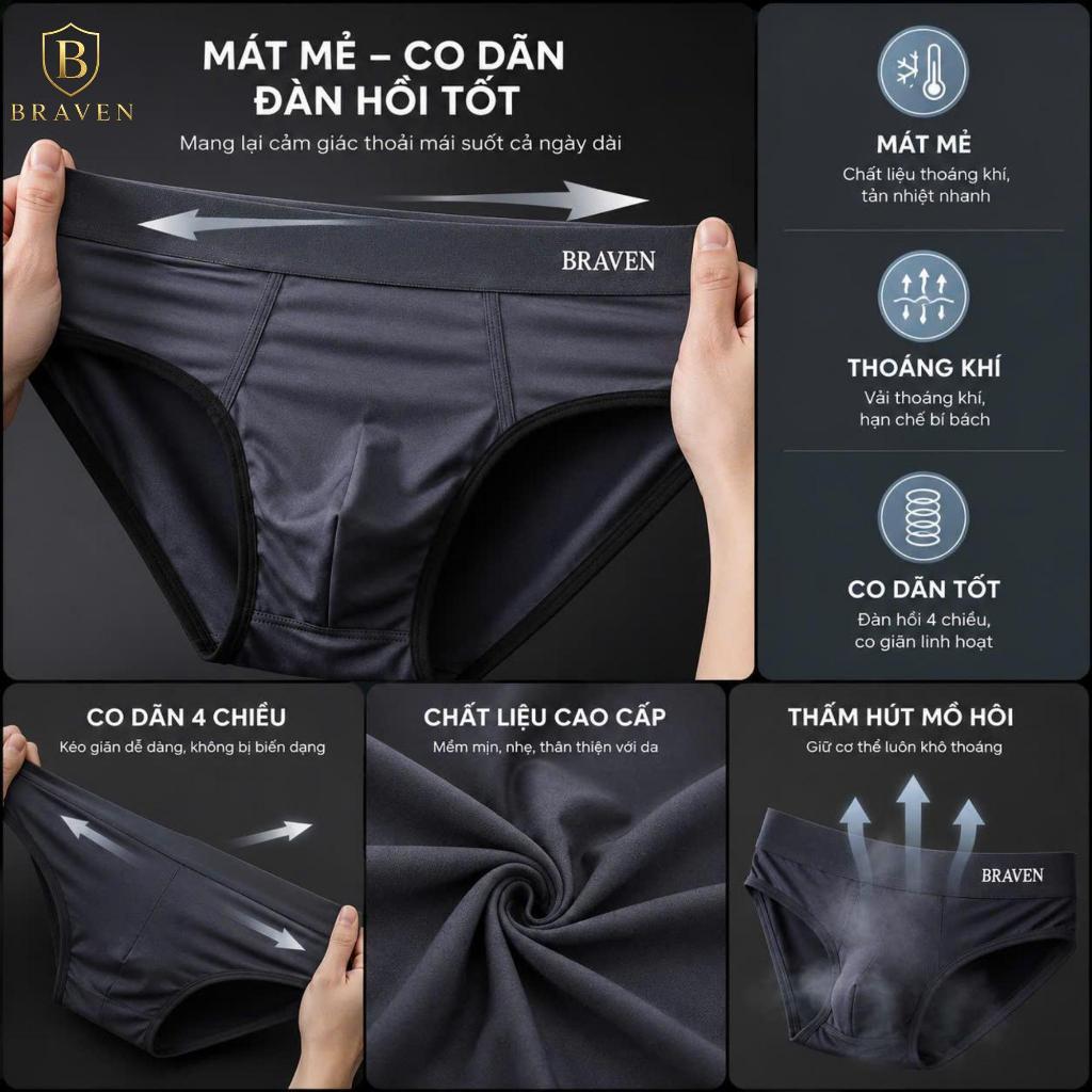 BRAVEN – SỊP NAM TAM GIÁC THUN LẠNH CAO CẤP | MỀM MÁT • CO GIÃN TỐT • THOÁNG KHÍ