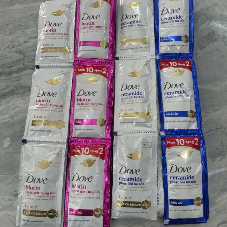 Combo dây dầu gội, xả DOVE 6G x10 gói