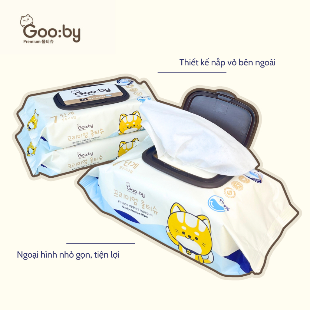Khăn ướt Gooby Premium/ Bemom không cồn, an toàn cho da nhạy cảm