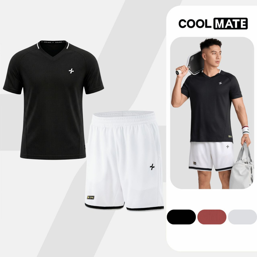 Set đồ bộ thể thao nam Pickleball Áo thun cổ V và Quần short Essentials Nhanh khô Coolmate  [LS]
