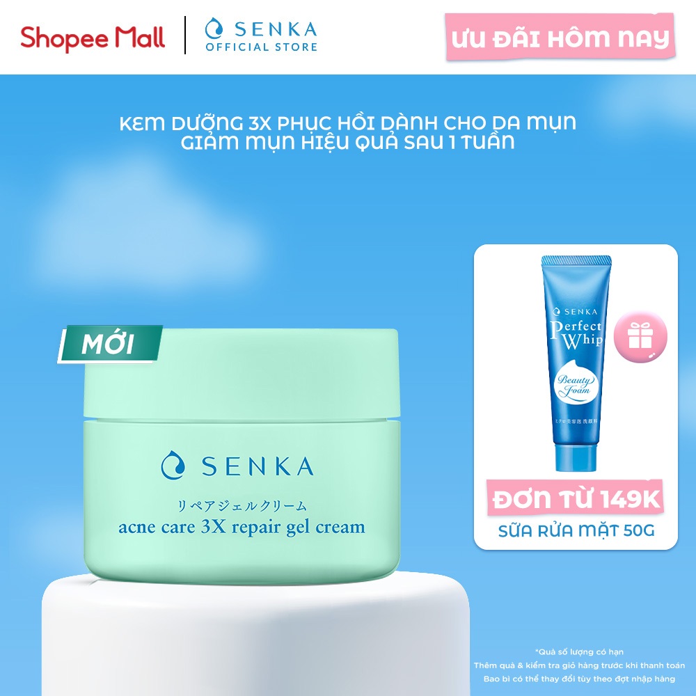 Kem Dưỡng 3X Dưỡng Da Dành Cho Da Mụn SENKA ACNE CARE 3X REPAIR GEL CREAM