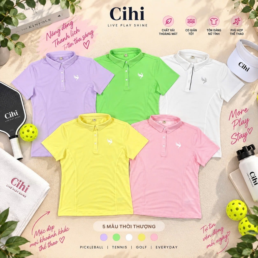 Áo Polo Thể Thao Nữ CIHI LUMI – Co Giãn, Thoáng Mát, Pickleball/Tennis/Golf