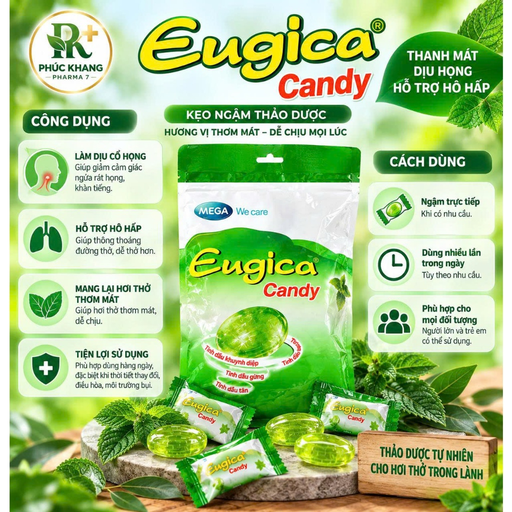 Eugica Candy  Kẹo Ngậm Thảo Dược Mega We Care 300 viên