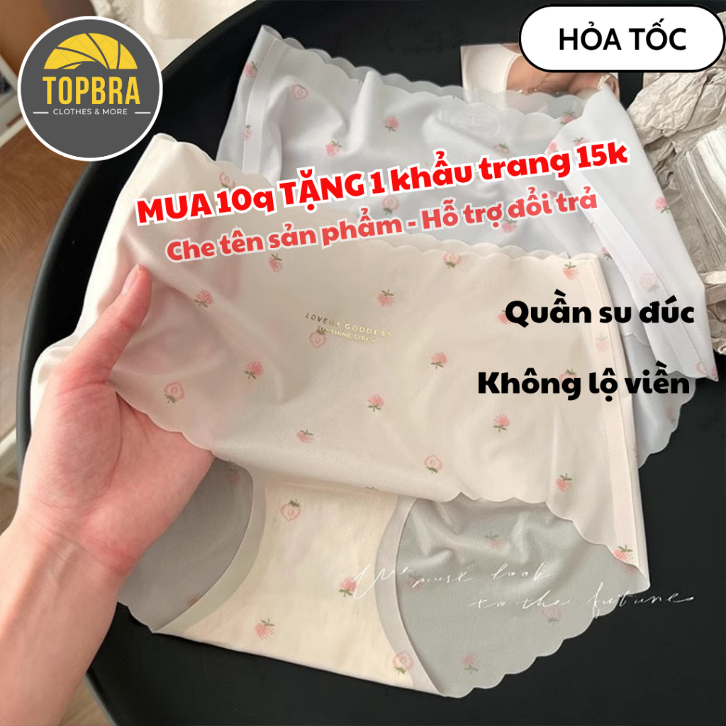 [Loại 1] SET 5-10 Quần Lót Nữ Su Lụa Thạch Tàng Hình, Không Lộ Viền, Mềm Mát Mịn Dâu Tây Chính TOPBRA