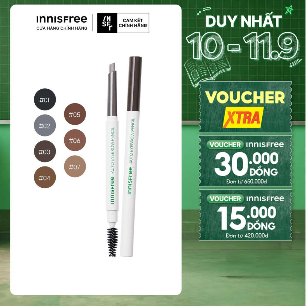 Chì kẻ chân mày innisfree Auto Eyebrow Pencil 0.3g
