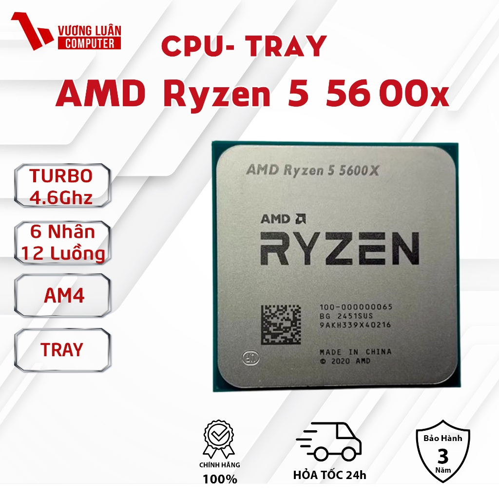 [FULL VAT] CPU AMD Ryzen 5 5600X Tray New - Bảo hành 36 tháng
