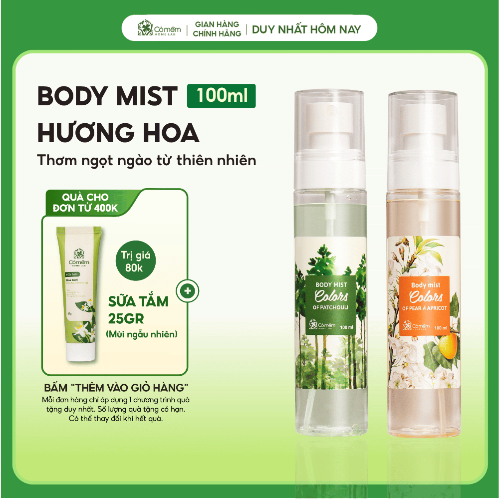 Body Mist Xịt Thơm Toàn Thân Quần Áo Nam Nữ Hương Nước Hoa Ngọt Ngào Thanh Mát Dịu Nhẹ Cỏ Mềm 100ml
