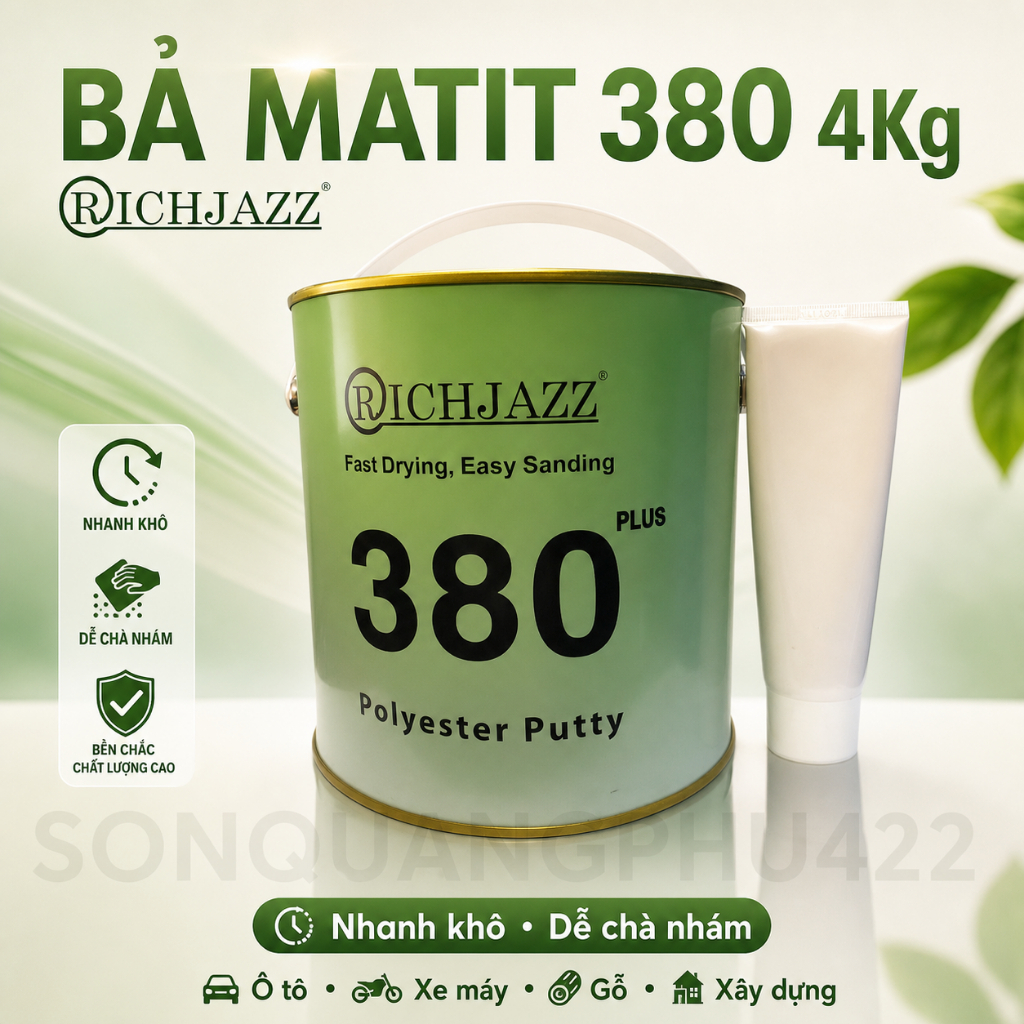 Matit bả kim loại nhanh khô TONIKO & AYKOO 380 4KG + đóng rắn | Bả sơn ô tô – cơ khí bả kim loại