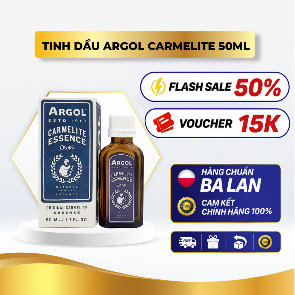 Tinh dầu cải thiện xoang, hắt hơi  Argol Carmelite Essence – Kháng khuẩn, Thư Giãn, Hỗ Trợ Ngăn Ngừa