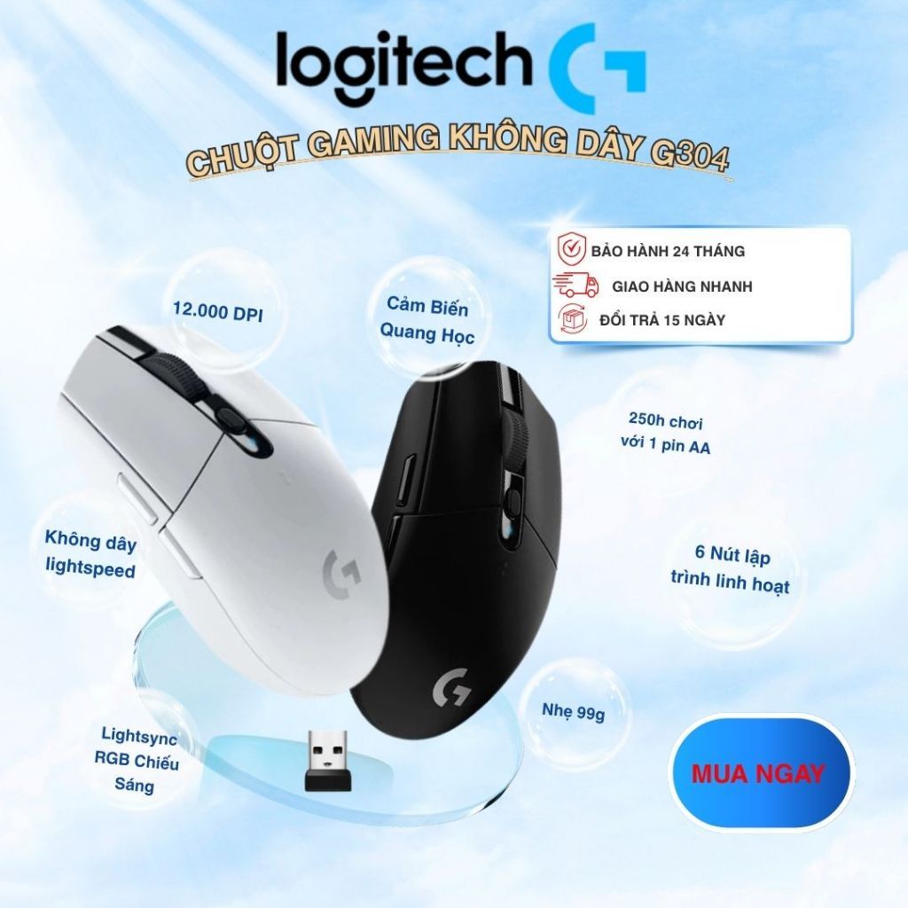 Logitech G304 Wireless Gaming Mouse Chuột Không Dây Cảm Biến HERO Cho PC Laptop