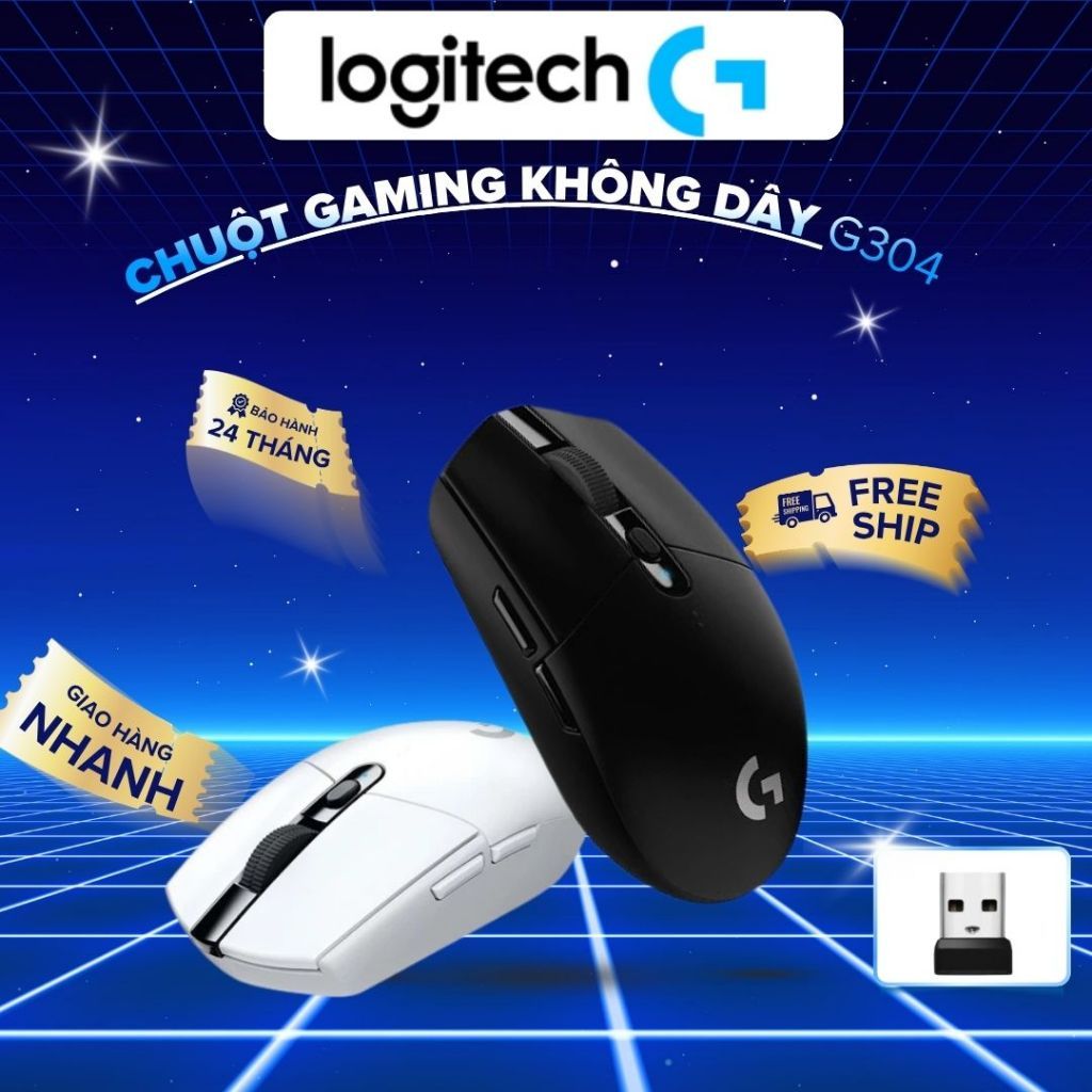 Chuột Gaming Logitech G304 Kết Nối Không Dây USB Receiver Thiết Kế Gọn Nhẹ Nút Bấm Phản Hồi Nhanh Ch