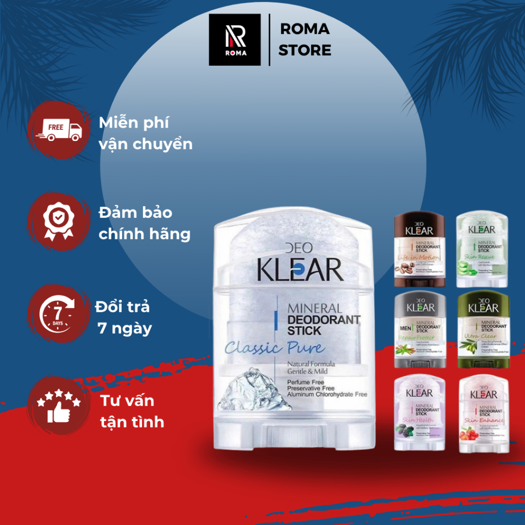 Lăn khử mùi đá khoáng Deo KLEAR Thái Lan