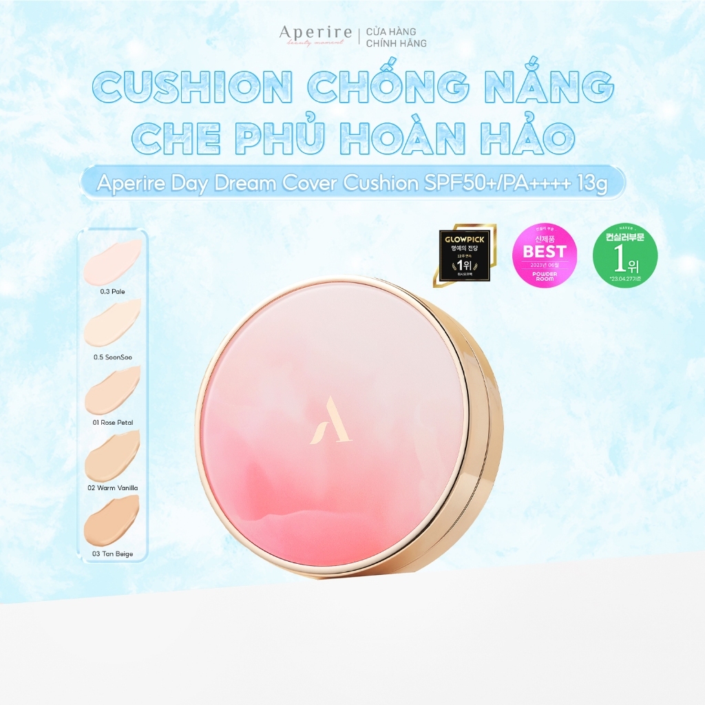 [APERIRE] Cushion Chống Nắng Che Phủ Hoàn Hảo Aperire Day Dream Cover Cushion SPF50+/PA++++ 13g