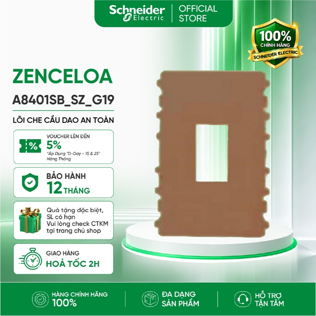 Lõi che cầu dao an toàn Dòng ZenceloA - Schneider Electric - A8401SB_SZ_G19 (dùng với A8401L_SZ_G19)