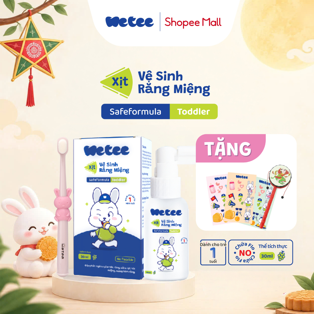 [Combo Xịt Và Bàn Chải] Xịt Vệ Sinh Răng Miêng Cho Bé Wetee, Hỗ Trợ Bảo Vệ Men Răng Ngừa Sâu Răng Và