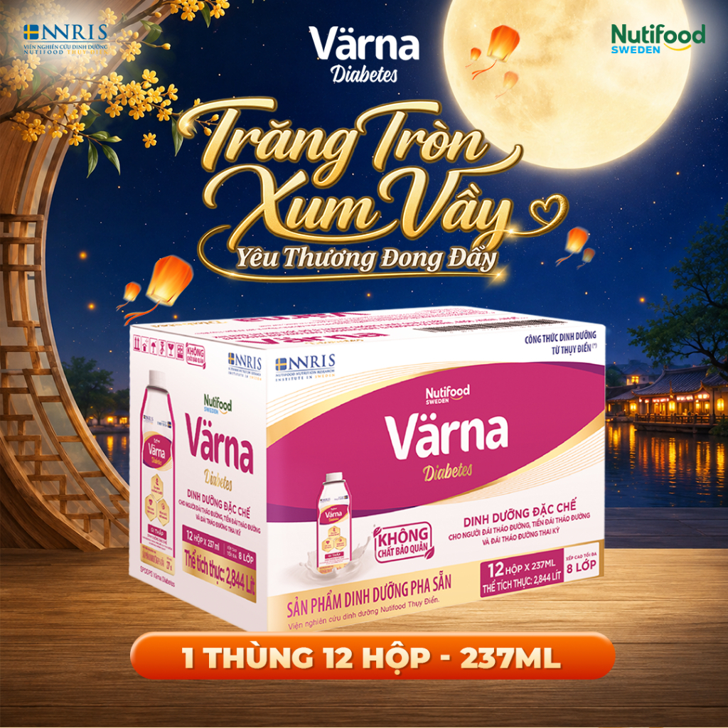 Sữa Bột Pha Sẵn Varna Diabetes (Thùng 12 hộp giấy x 237ml) - Hỗ Trợ Ổn Định Đường Huyết