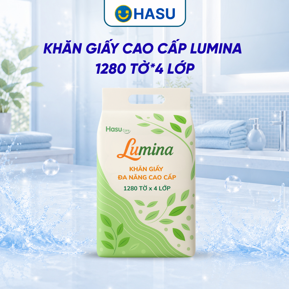 Giấy rút đa năng cao cấp Lumina 1280 tờ x 4 lớp thấm hút tốt chất giấy bột gỗ nguyên sinh không mùn rách
