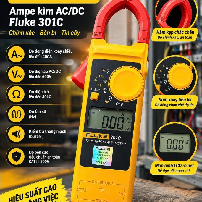 Ampe kìm đo dòng AC FLUKE 301C