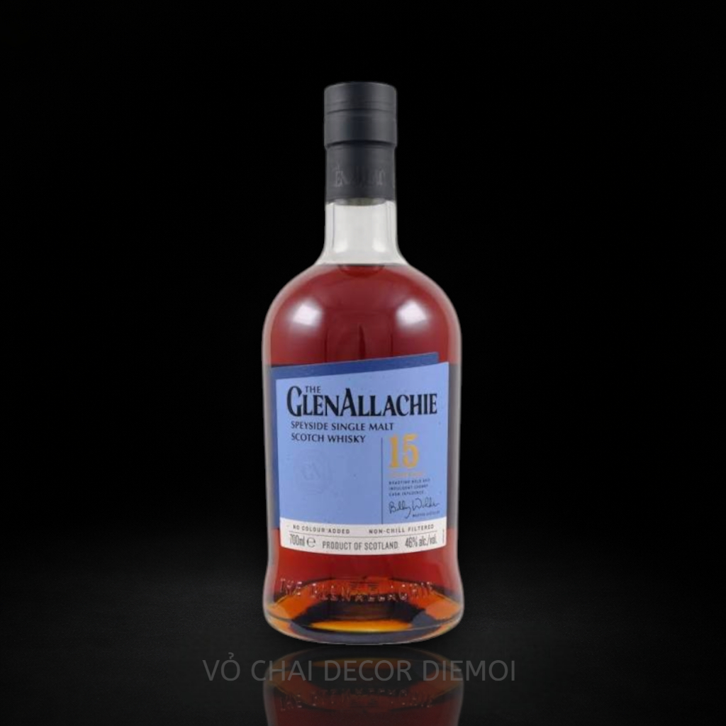 [ DIEMOI ] Vỏ Chai Rượu GlenAllachie 15 Years Old 700ml Whisky Decor Cao Cấp