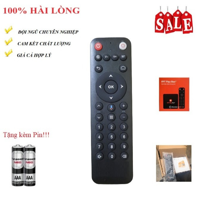 Điều khiển thay thế tương thích cho Smartbox Android MyTV  giọng nói dùng chung FPT Smartbox- HÀNG Tặng Pin