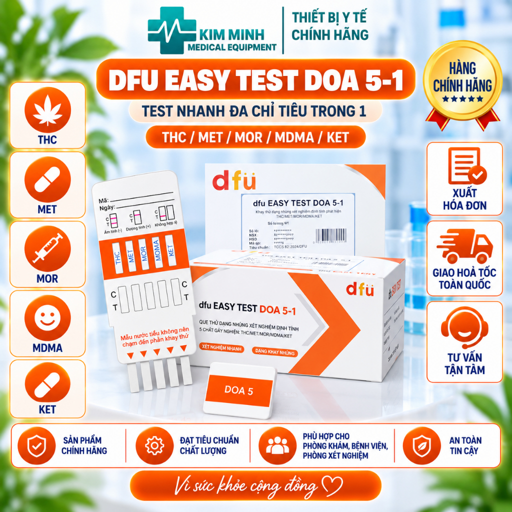 Que test nhanh Ma tuý tổng hợp 5 chân Dfu-Test 5 chấu Dfu phát hiện chính xác các chất gây nghiện ( 
