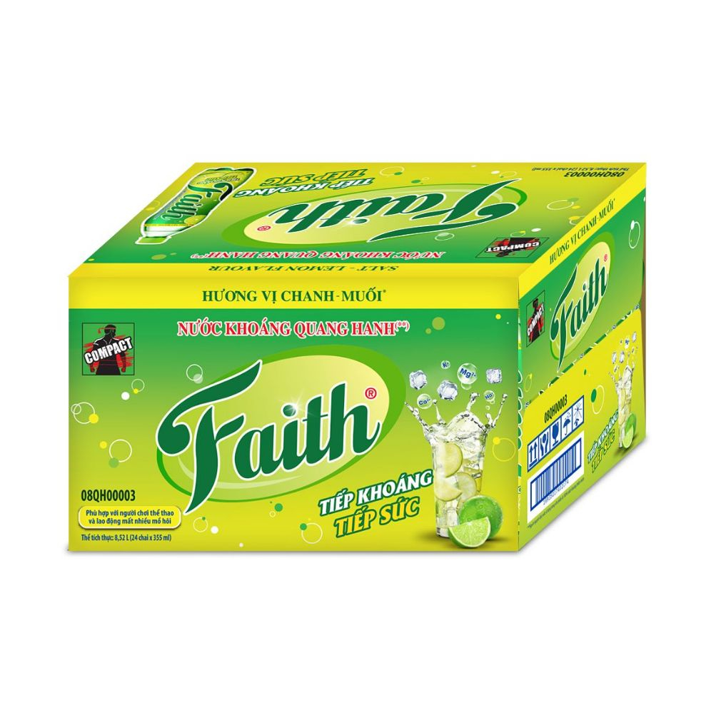 Thùng nước khoáng Faith chanh muối có gas 4bl x 6 chai x 355ml