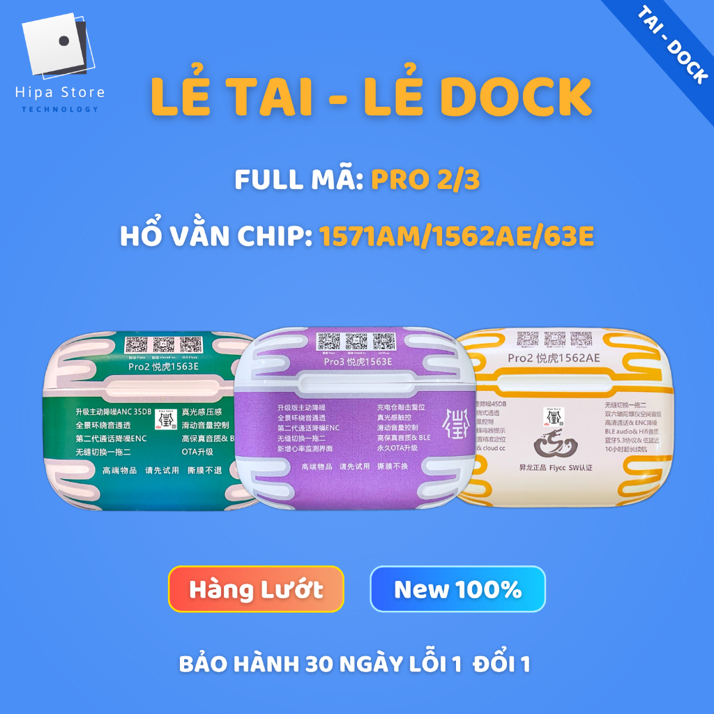 [ Pro 2 1562AE/F/1571AM ] Lẻ Tai Nghe Pro 2 Hổ Vằn, Dock ( Hộp Sạc ) 1571AM/1562AE/1562F | Hipa Stor