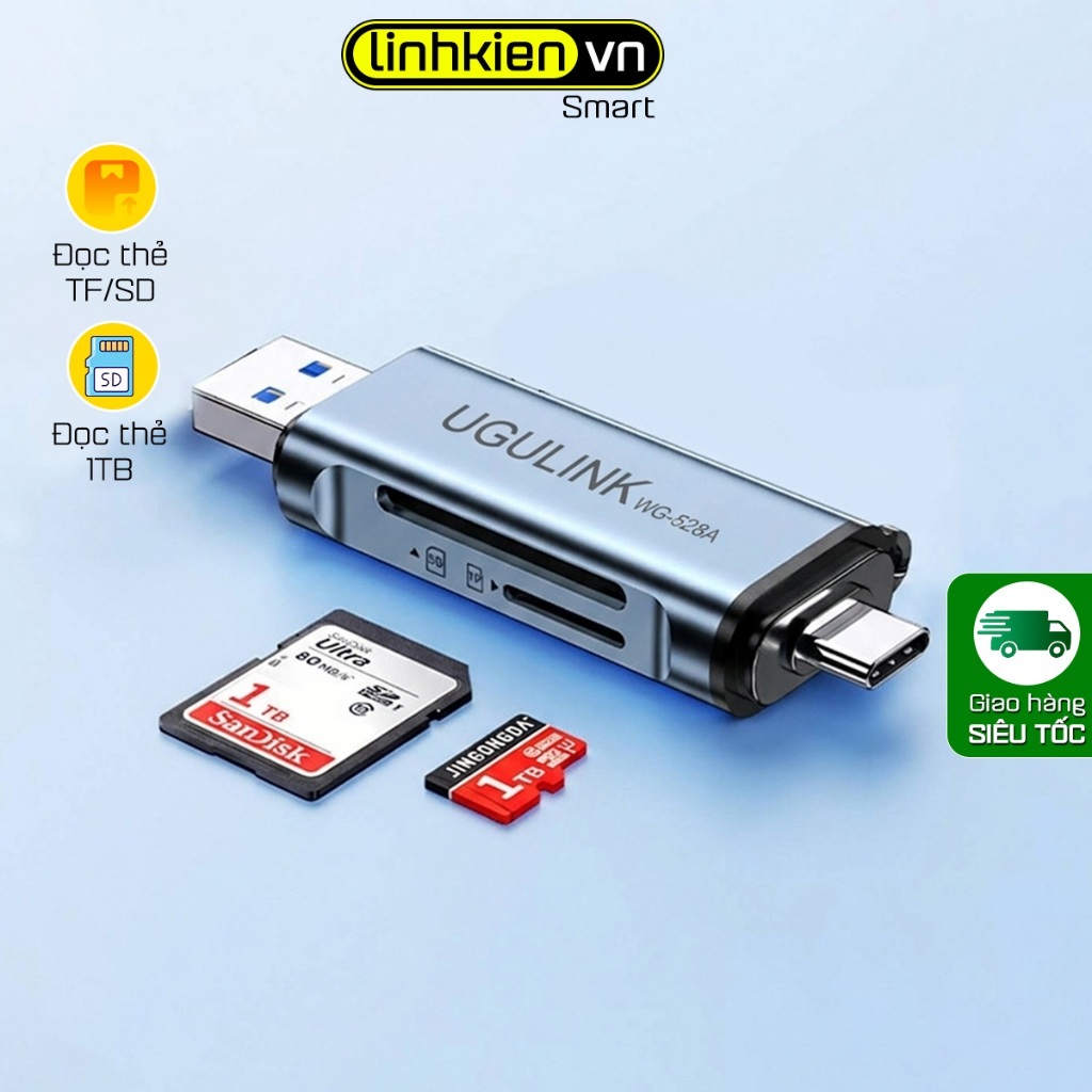 Đầu Đọc Thẻ Nhớ Đa Năng Type C Và USB Ra SD/TF UGULINK cho Điện Thoại Samsung…