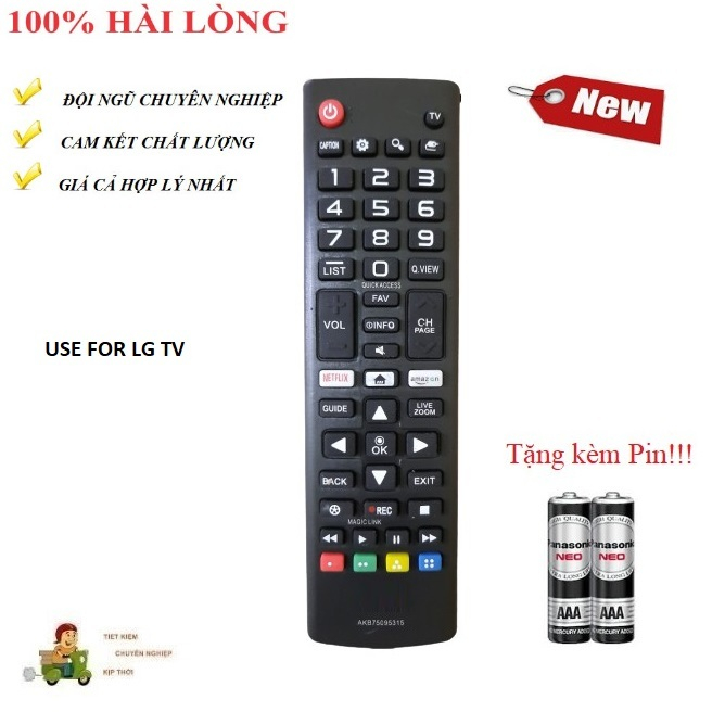 Điều khiển thay thế tương thích cho tivi LG AKB75095315- Hàng mới Tặng kèm Pin