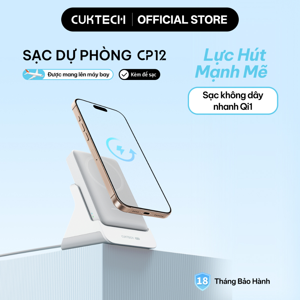 CUKTECH Pin Dự Phòng Từ Tính Có Giá Đỡ 10000mAh Sạc Nhanh 20W – Hỗ Trợ Sạc Không Dây
