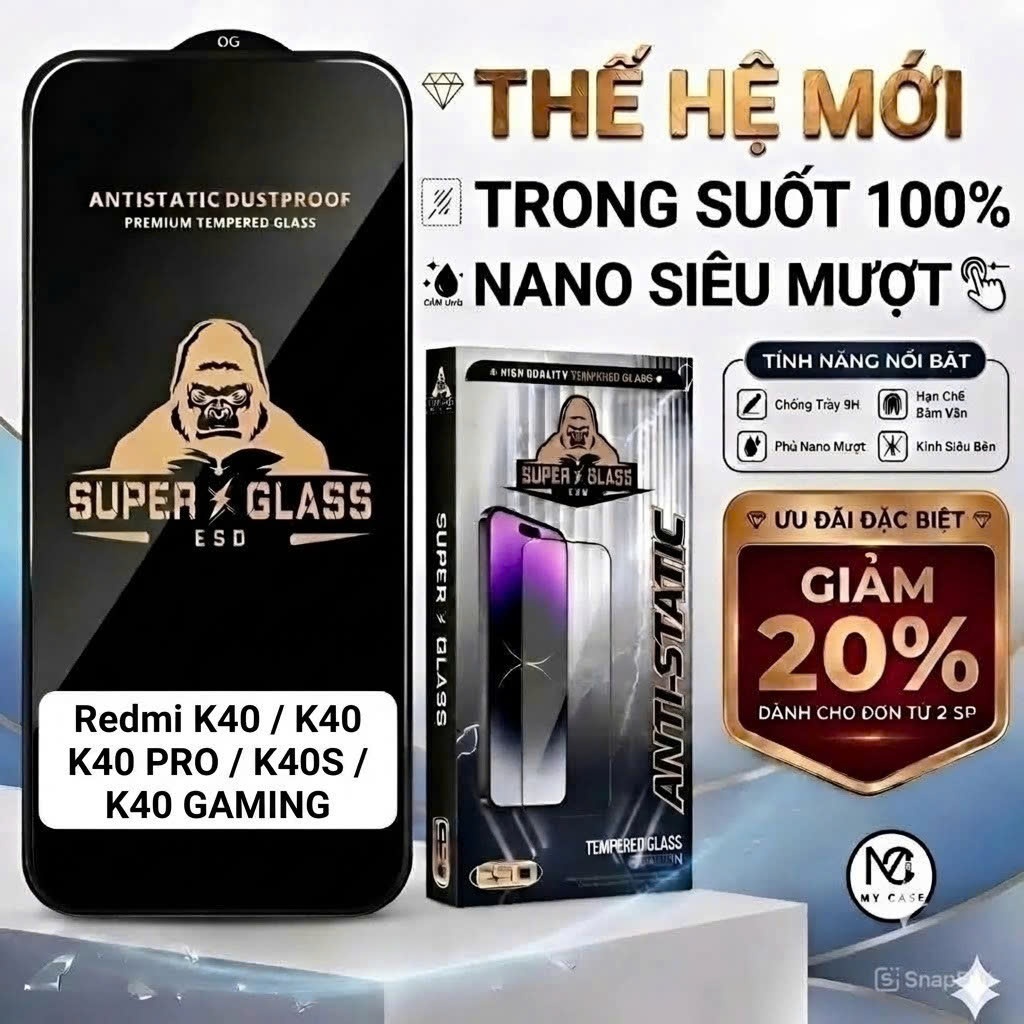 Kính cường lực cao cấp Redmi K40 / K40 PRO /K40S /K40 GAMING cảm ứng mượt mà, full màn-My Case